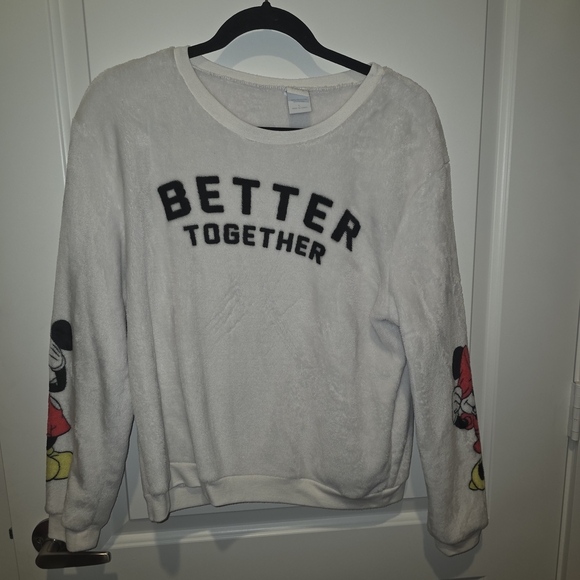 Disney Sweaters - Mickey And Minnie White Graphic Sweater